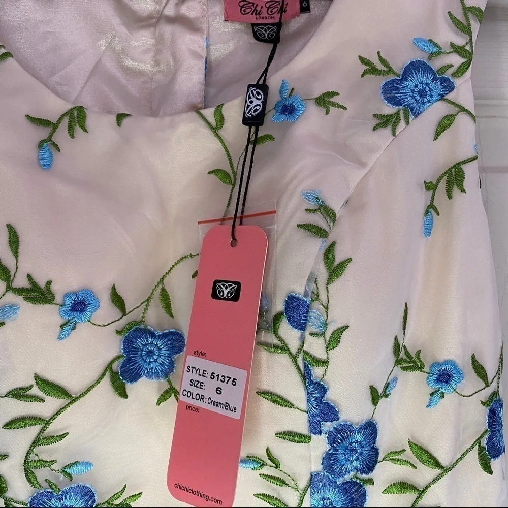 Chi Chi London NWT Cream Blue Floral Spring Dress